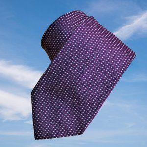 $440 New BRIONI Purple Gray Silver Geometric Woven Silk Tie made In Italy